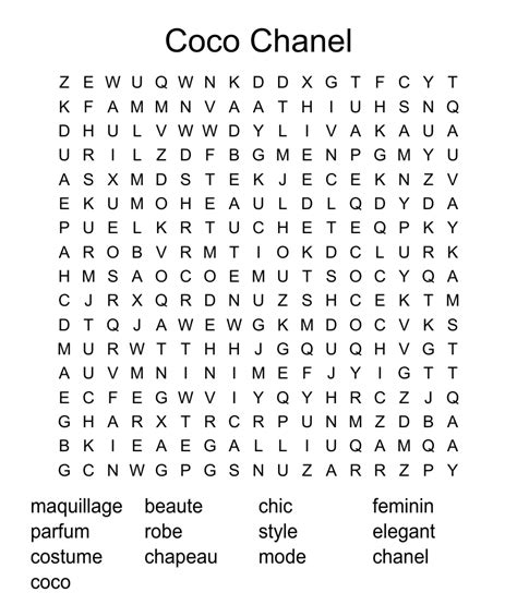 Coco Chanel Word Search 